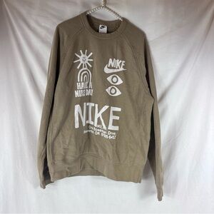 Nike Men's Beige Graphic Crewneck Sweater
